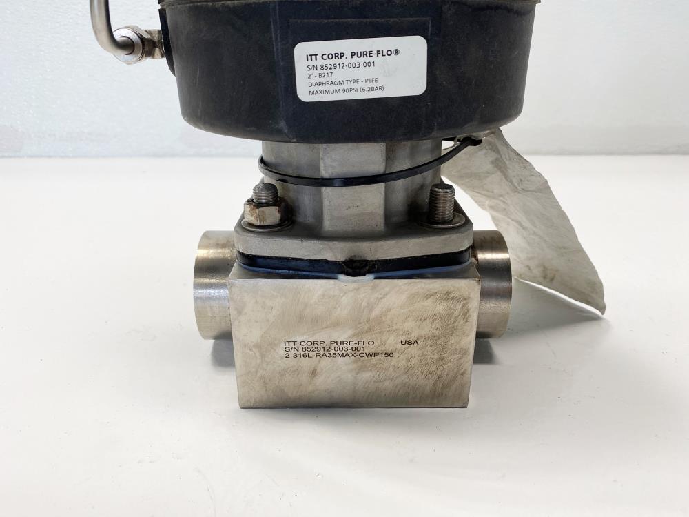 ITT Pure-Flo 2" Butt-Weld Stainless Sanitary Diaphragm Valve w/B217 Actuator